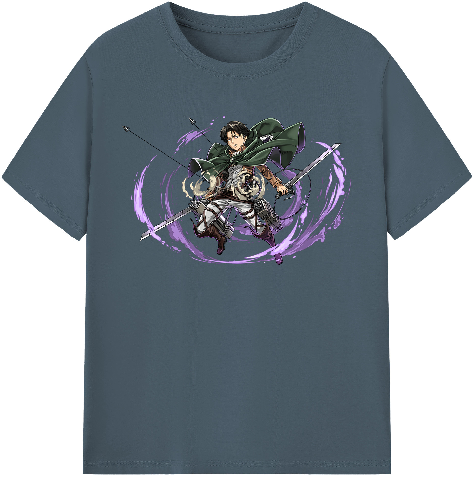 （画像用） 進撃の巨人 リヴァイ·アッカーマン Attack on Titan Levi Ackerman 綿100％半袖Tシャツ（フロントプリント）